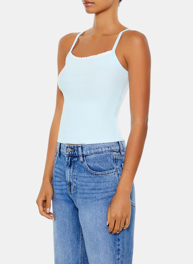 FOREVER 21 Ribbed Lace-Trim Cropped Cami  - Image 4
