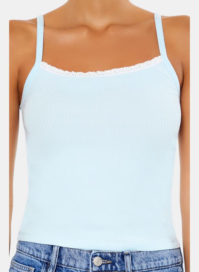 FOREVER 21 Ribbed Lace-Trim Cropped Cami  - Image 2