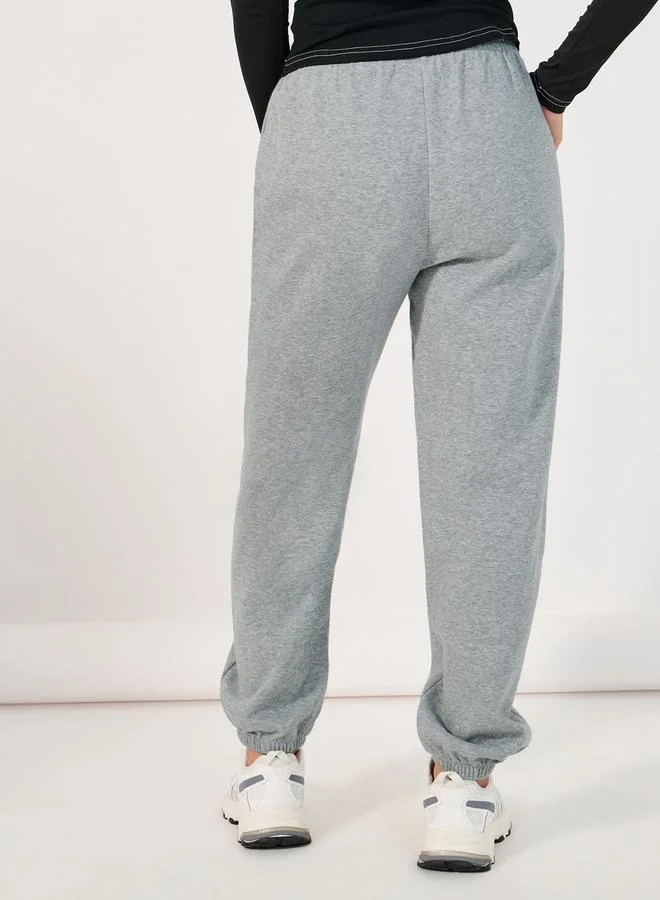 Styli Solid Cuffed Joggers with Drawstring