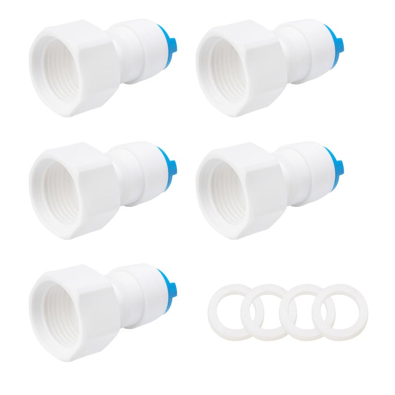 Jiuwu 12Female to 38OD Quick Connect5 Pack Hose Adapter Plastic Female 12 to 38 Tube Quick Connector Fitting for Ro Water ValveHose