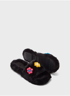 Ginger Floral Trim  Fluffy Bedroom Slippers  - Image 3