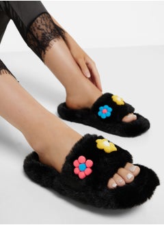 Ginger Floral Trim  Fluffy Bedroom Slippers  - Image 5