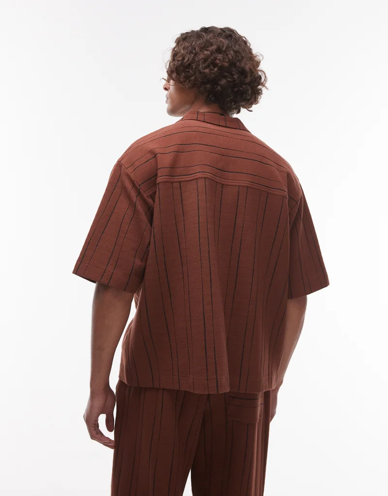 توب مان Striped Short Sleeve Shirt