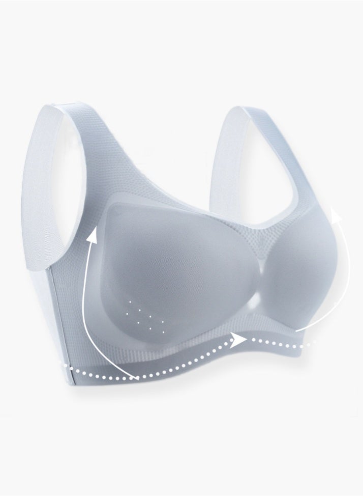 PLUSOX Women's Ultra-Thin Ice Silk Seamless Bra - Removable Cups, 360° Breathable Stretch, Anti-Stretching Elastic Straps, Invisible Underwear for Summer, Suitable for Weight 45KG-55KG, Size L, Gray  - Image 1