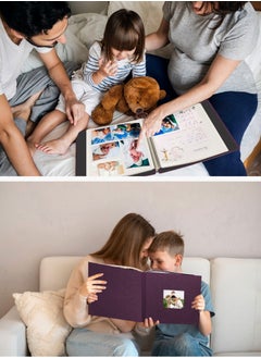 HomarKet Large Photo Album Scrapbook with Window, Linen Self Adhesive Scrapbook Album, Wedding Anniversary Birthday Valentines Day, 28cm x 27cm 40 Blank Pages Memory Book with A Metallic Pen Purple  - Image 4