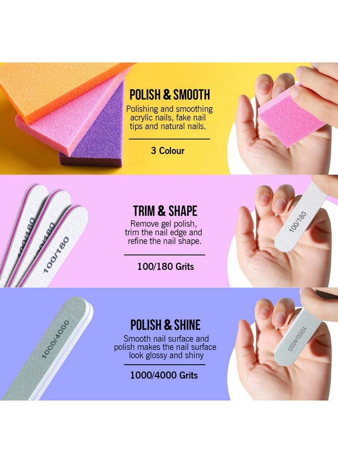 FANDAMEI Nail Buffers And Files Nail Tools Kit With 3Pcs Rectangular Nail Buffer Block 3Pcs 100180 Nail Files And 1Pcs 10004000 Nail Buffer. Professional Nail Buffer File Kit For Nail Care  - Image 3