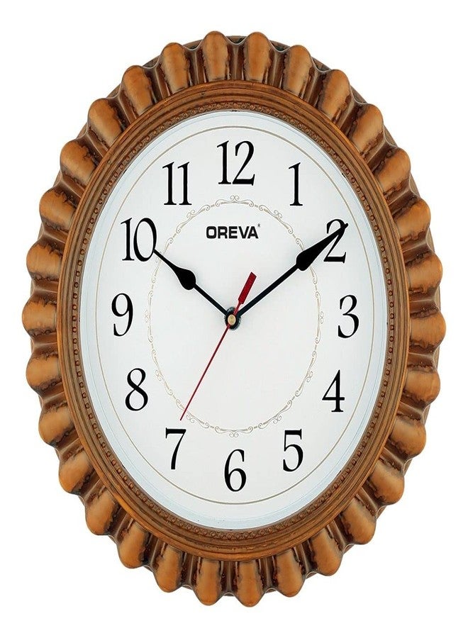 OREVA Plastic Wooden Look Designer Wall Clock (27.7 x 27.7 x 5.2 cm, Wood, AQ-6507)