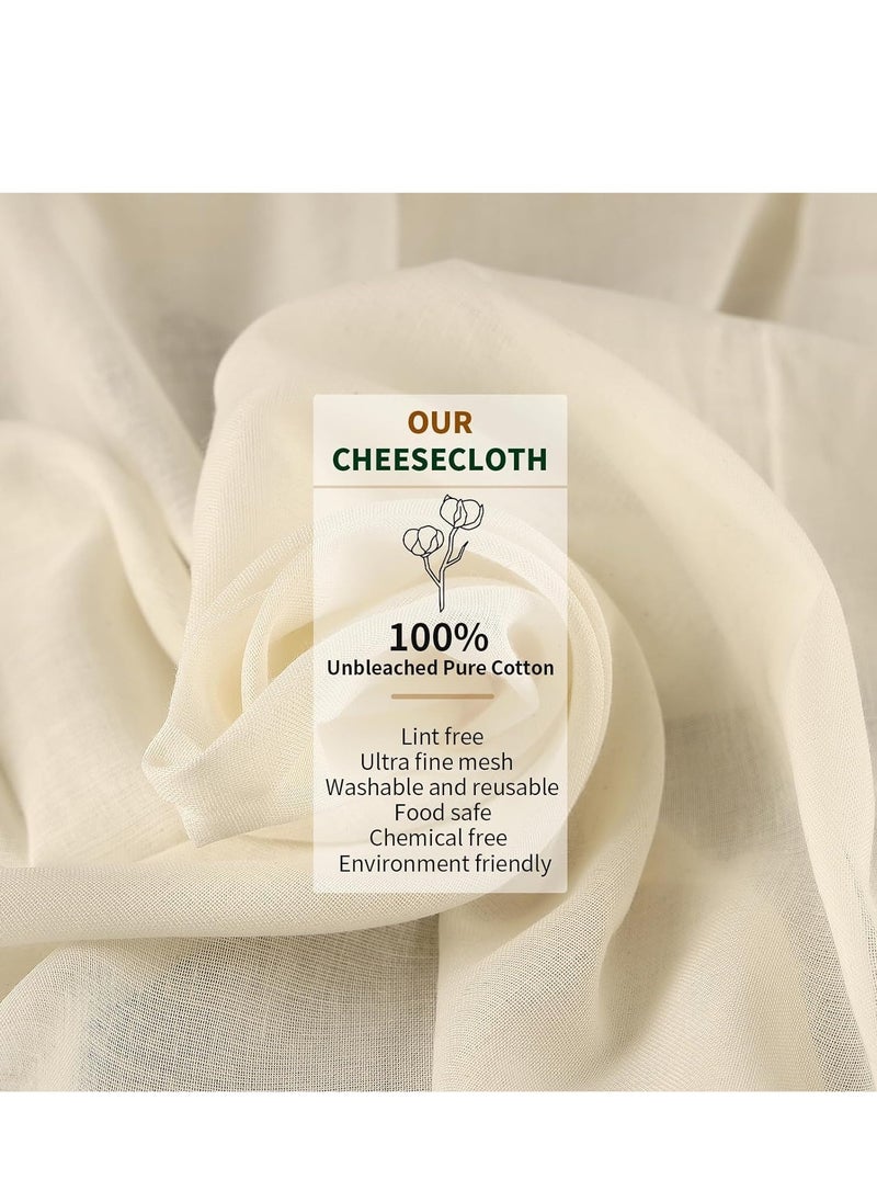 Generic 1Pc Cheesecloth, Grade 90 - for Cooking, Straining, Cheese Making, Cold Brew Coffee, 100% Unbleached Reusable Muslin, Ultra Fine Pure Cotton Hemmed Cheese Cloths (50*50cm)  - Image 2