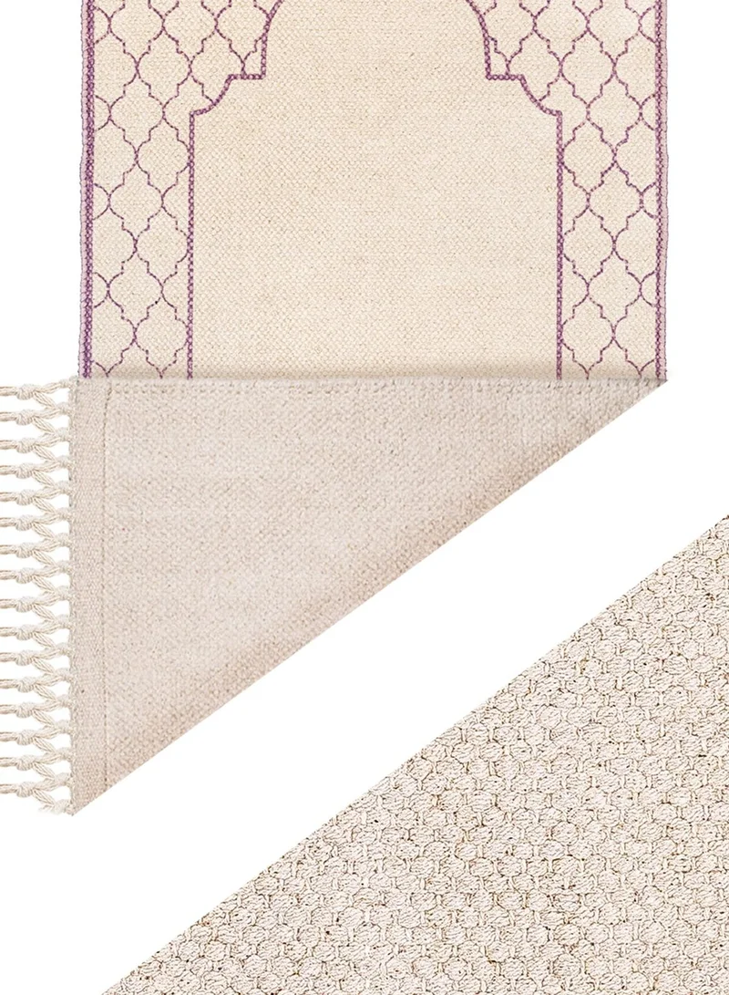 KHAMSA Comfort | Muslim Prayer Rug Prayer Mat with Added Foam Adult Size 65 cm x 110 cm Arabic Style Janamaz in 100% Soft Organic Cotton Fabric Handcrafted Arabic Design | Mauv - Lavender