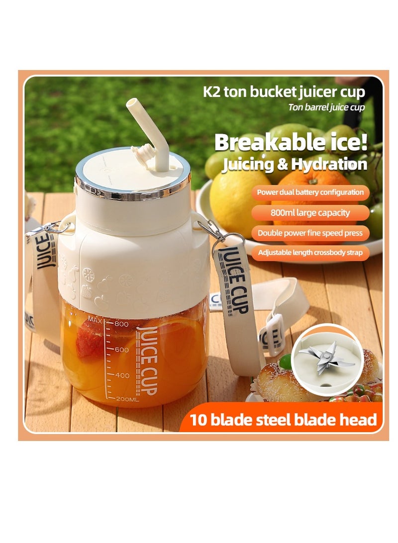 سيتي كوب خلاط محمول وغطاء السفر ، خلاط شخصي ، كوب عصير خلاط صغير مع شحن USB ، 800 مل يجعل Smoothies و Shakes كريمي ، عصير الفواكه للمطبخ ، السفر (لون القهوة K2-الحليب)  - Image 5
