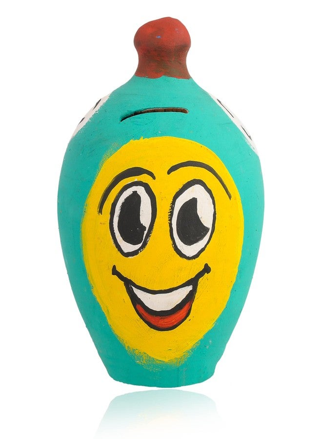 Onlinch Handmade Clay Piggy Bank for Kids | Traditional Gullak Coin Bank | Hand-Painted Terracotta Money Saving Pot | Eco-Friendly & Cute Design for Boys & Girls | Birthday Gift Idea (Design-14) - Image 1