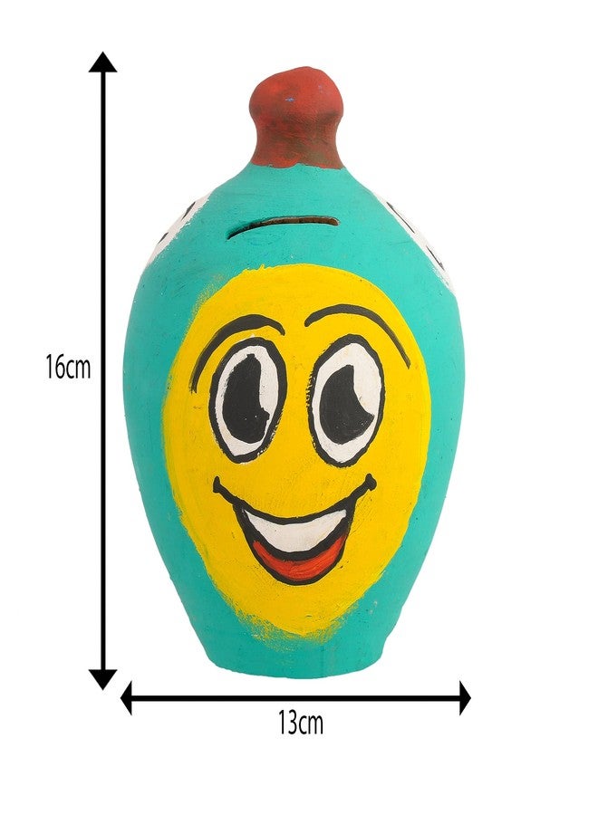 Onlinch Handmade Clay Piggy Bank for Kids | Traditional Gullak Coin Bank | Hand-Painted Terracotta Money Saving Pot | Eco-Friendly & Cute Design for Boys & Girls | Birthday Gift Idea (Design-14) - Image 2