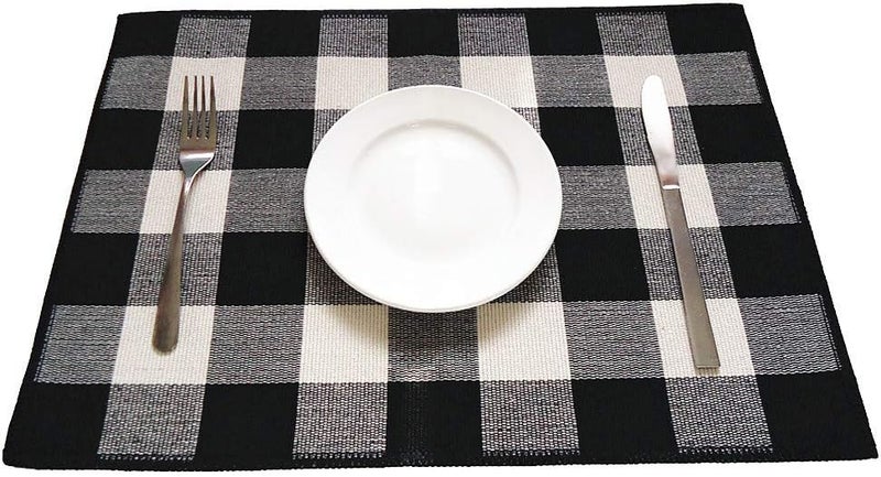 LEVINIS Plaid Placemats Set of 4 Buffalo Check Gingham Cotton Place Mats for Dining Table - Image 1
