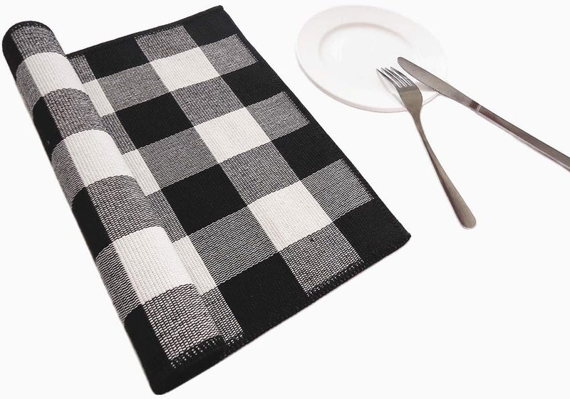LEVINIS Plaid Placemats Set of 4 Buffalo Check Gingham Cotton Place Mats for Dining Table - Image 3