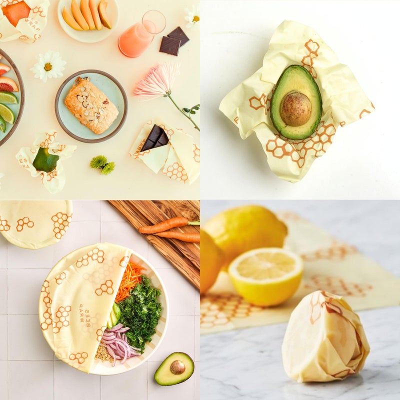 Bee's Wrap Bee's Wrap Reusable Beeswax Food Wraps Made in The USA  Eco Friendly Beeswax Wraps for Food  Sustainable Organic Cotton Wraps  Assorted 3 Pack (S  M  L)  Honeycomb  - Image 3