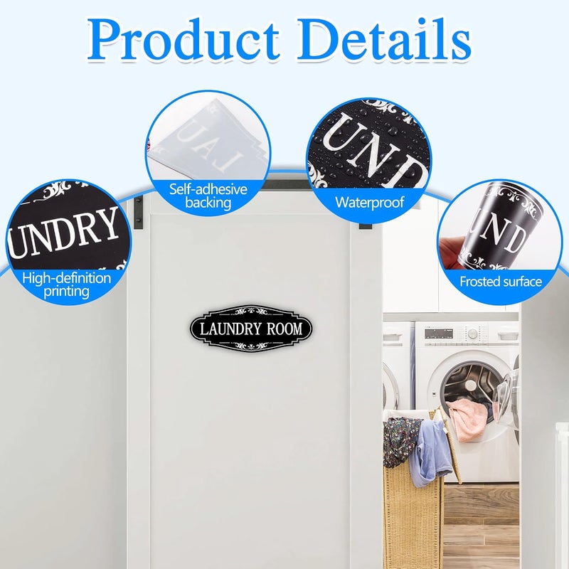 LUHIMO Laundry Room Door Sign for Business and Home，Self-adhesive Waterproof Cute Laundry Room Door Sticker Decals for House, Apartment, Hotel Laundromat Decor（Black） - Image 4