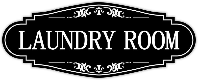 LUHIMO Laundry Room Door Sign for Business and Home，Self-adhesive Waterproof Cute Laundry Room Door Sticker Decals for House, Apartment, Hotel Laundromat Decor（Black） - Image 1