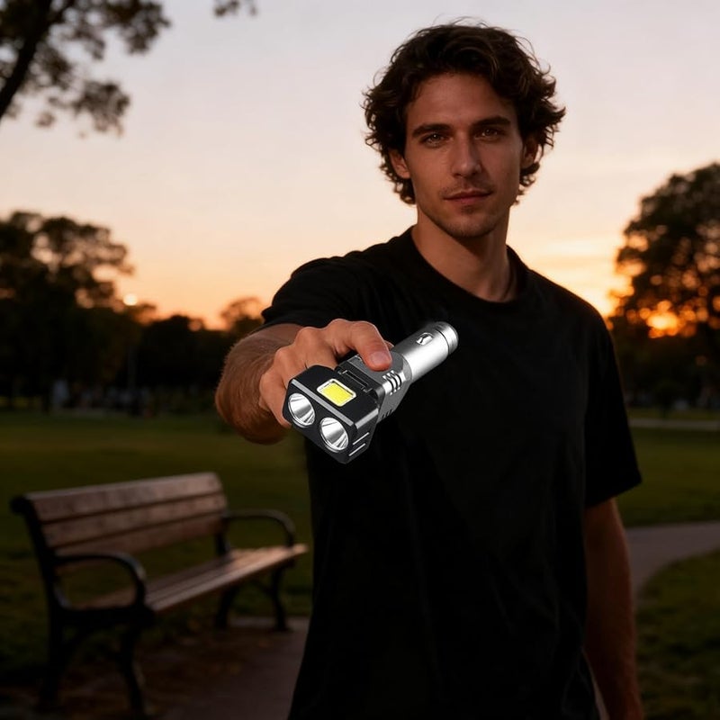 Double Lights Car Flashlight High Brightness Dual Beam 800mAh LED Vehicle Lamp Dual Charging Outdoor Emergency Use - Image 4