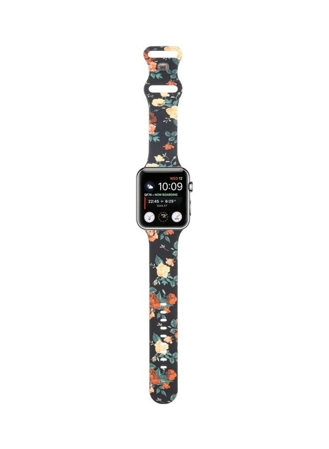 NIBEMINENT 8-Buckle Printed Replacement Strap Watchband For Apple Watch Series 7/6/SE/5/4/3/2/1 38/40/41mm Black - Image 4