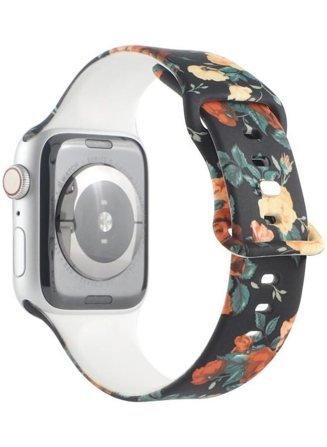 NIBEMINENT 8-Buckle Printed Replacement Strap Watchband For Apple Watch Series 7/6/SE/5/4/3/2/1 38/40/41mm Black - Image 3