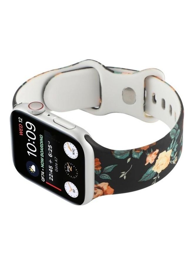 NIBEMINENT 8-Buckle Printed Replacement Strap Watchband For Apple Watch Series 7/6/SE/5/4/3/2/1 38/40/41mm Black - Image 2