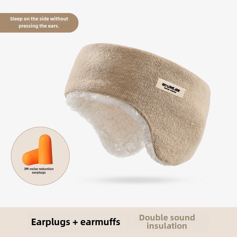 Winter Velvet Adjustable Earmuffs for Women Beige + earplugs [DEZ38]]