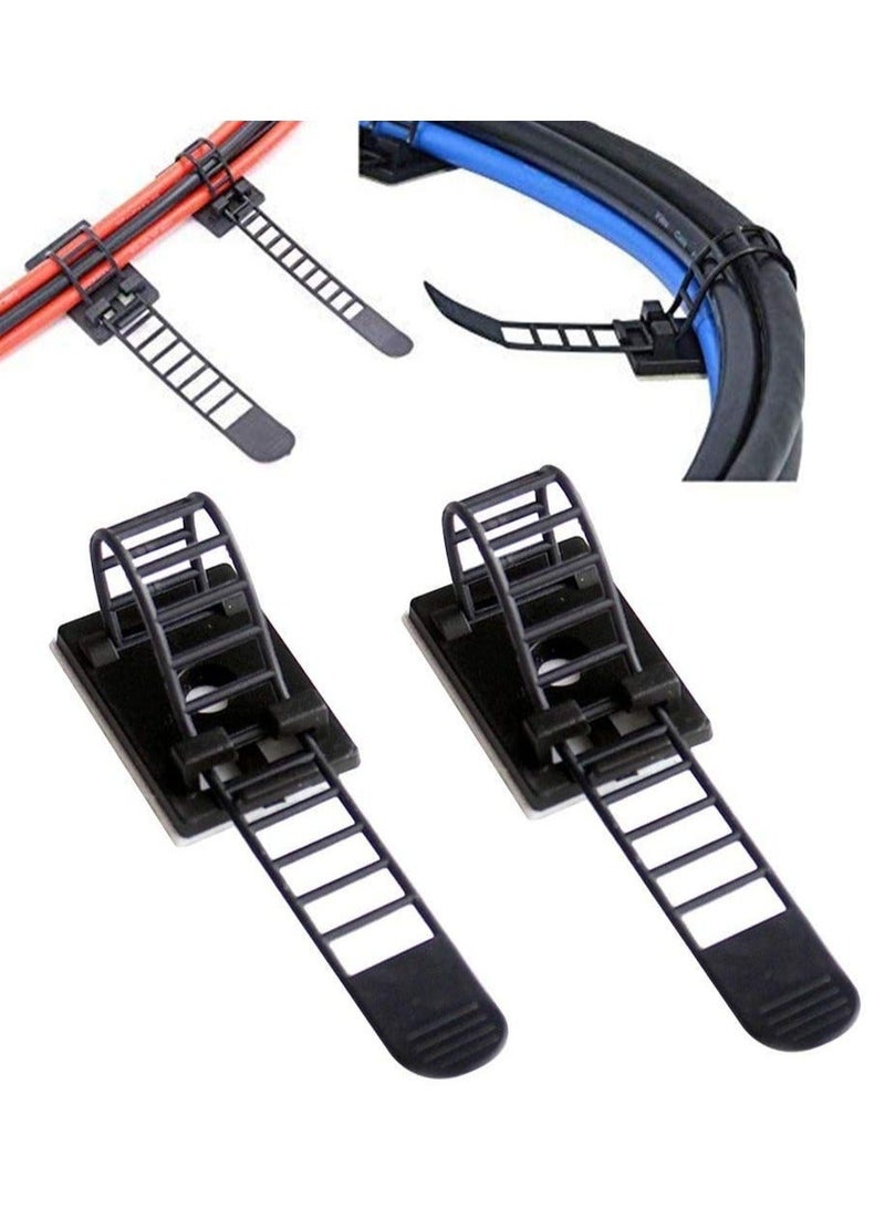 Adjustable Cable Tie, 50 Pcs Adjustable Cable Zip Ties, Self Adhesive Cable Clips, Wire Organizer, Electric Wiring Accessories Cable Clamp Clips, Fixed Fasten Cable Tie Black - Image 2