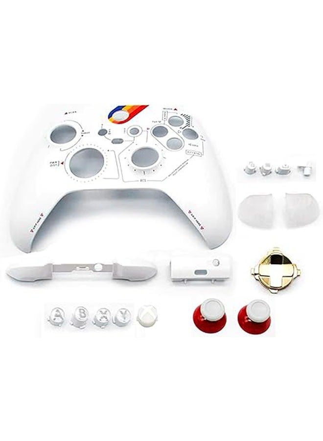 General Additional top cover + white and red replacement buttons for Xbox Series X/S Wireless Controller, for Starfield Edition + ABXY panel, arrow keys, set of 17  - Image 1