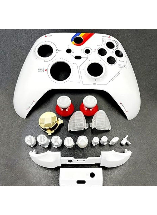 General Additional top cover + white and red replacement buttons for Xbox Series X/S Wireless Controller, for Starfield Edition + ABXY panel, arrow keys, set of 17  - Image 2