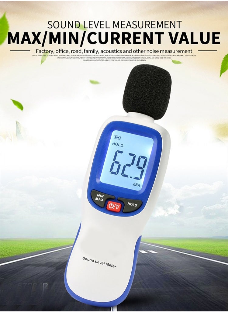 Decibel Meter Sound Level Reader 30-130dB(A), Hand-held Sound Noise Meter, Digital Noise Meter Decibel Monitoring Tester Calibrated Audio Noise Volume Measuring Tool