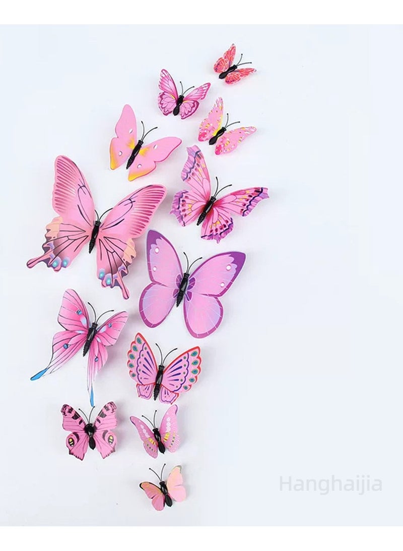 هانغهايجيا 12 قطعة محاكاة ثلاثية الأبعاد ثلاثية الأبعاد لملصقات ثلاجة الحائط محاكاة الفراشة ديكورات تصوير فوتوغرافي - Image 1
