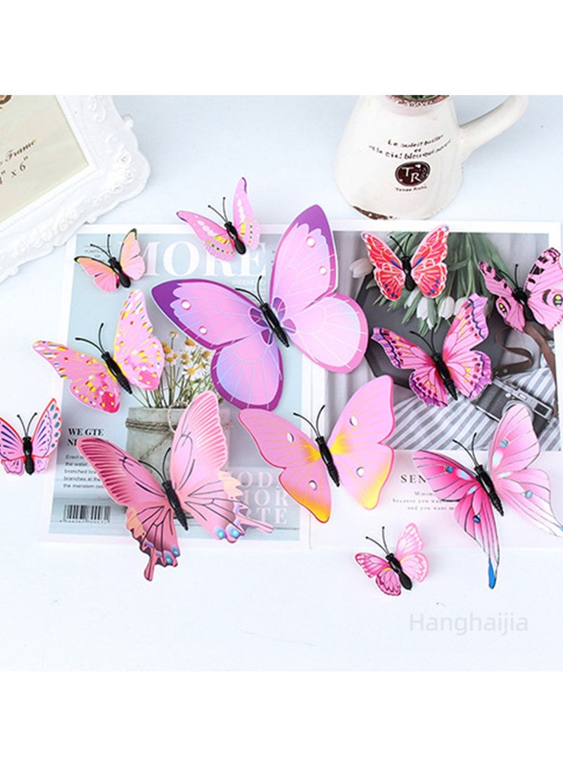 هانغهايجيا 12 قطعة محاكاة ثلاثية الأبعاد ثلاثية الأبعاد لملصقات ثلاجة الحائط محاكاة الفراشة ديكورات تصوير فوتوغرافي - Image 2