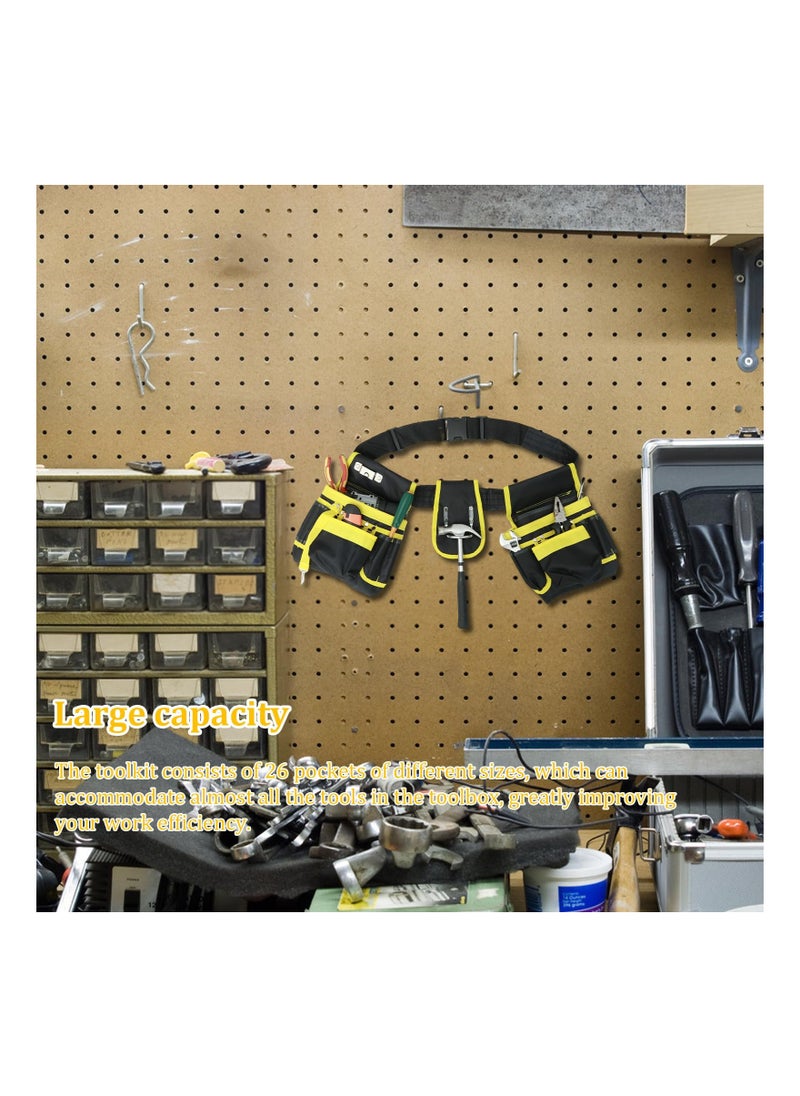 SYOSI Tool Belt Tool Pouch, Oxford Cloth Heavy Duty Tool Bag with 26 Pockets, Adjustable Tool Pouch Bag, Detachable Tool Belt Multifunction Tool Bag for Carpenter Electrician Woodworker Dad Gift  - Image 5