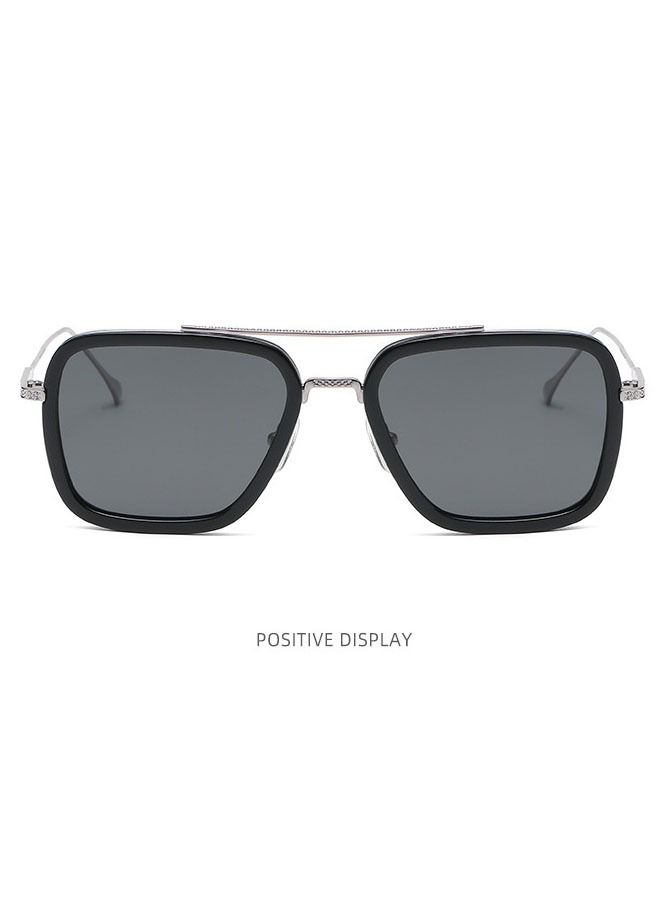 Square Frame Iron Man Sunglasses Black/Silver - Image 1