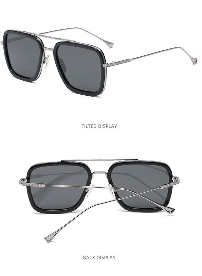 Square Frame Iron Man Sunglasses Black/Silver - Image 2