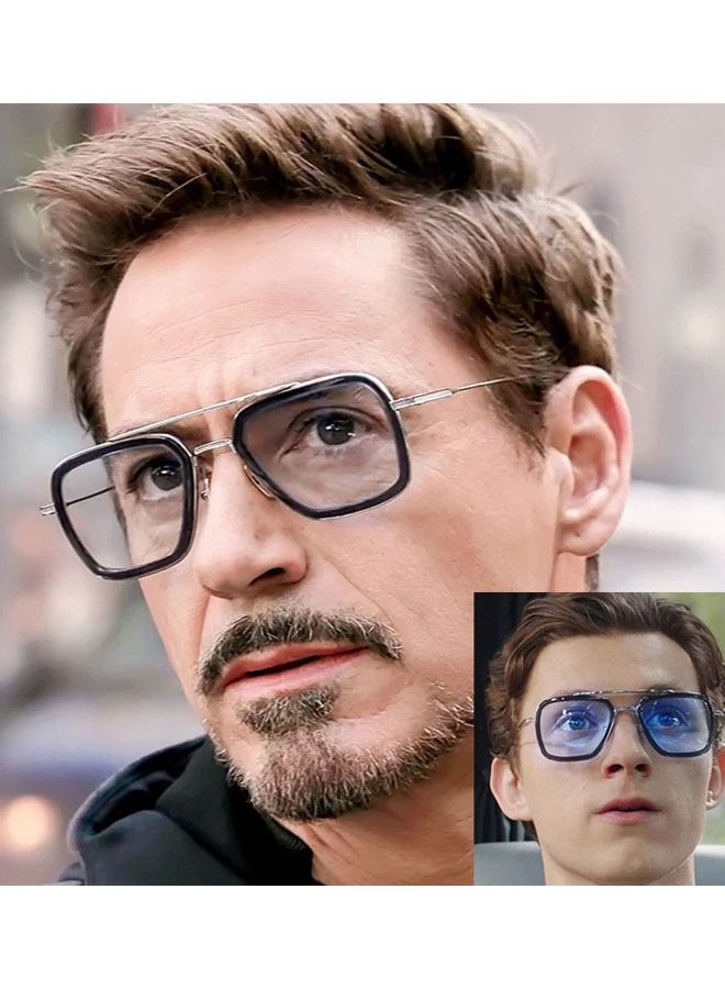 Square Frame Iron Man Sunglasses Black/Silver - Image 3