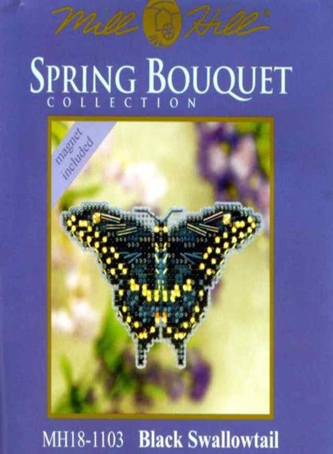 Mill Hill Black Swallowtail Butterfly Beaded Counted Cross Stitch Ornament Kit Mill Hill 2011 Spring Bouquet MH18-1103 - Image 2