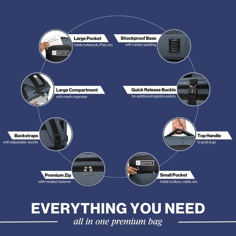 Baritone Case with Laptop Compartment for DJ Controller, Padded Cover Compatible with Pioneer DDJ-FLX4/DDJ-REV1/DDJ-400/DDJ-SB3/DDJ-RB/Roland DJ-202 Grey Bag - Image 5