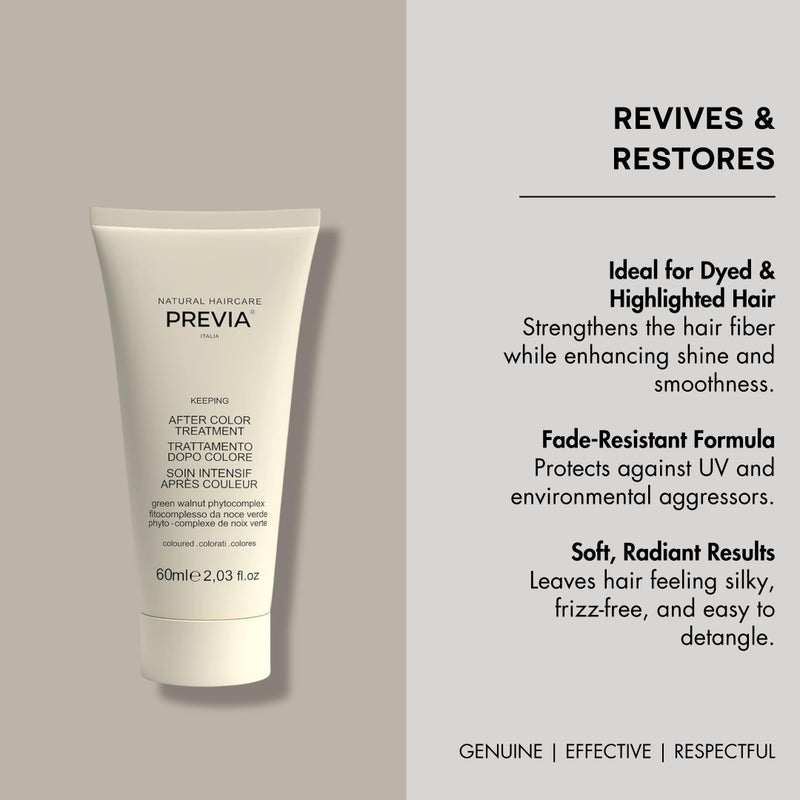 PREVIA Keeping After Color Treatment - Vegan Natural Hair Mask for Color Treated Hair - Maintain, Protect, Refresh & Restore The Hair and Color - 60ml - Image 4
