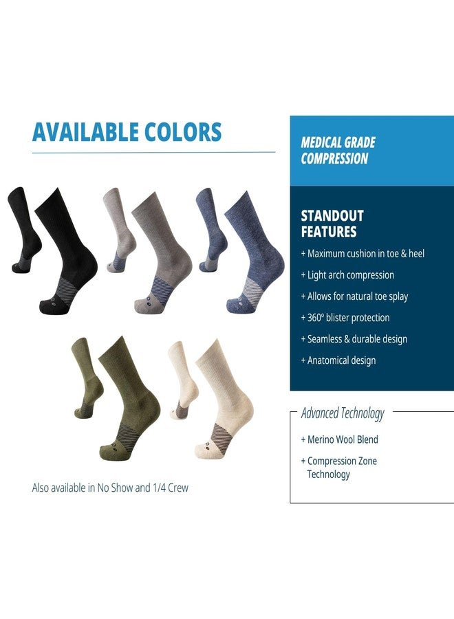 OS1st Wicked Comfort Merino Wool Crew Socks - Max Cushion, Light Compression, Blister Protection, Breathable (US, Alpha, Medium, Regular, Regular, Denim) - Image 4