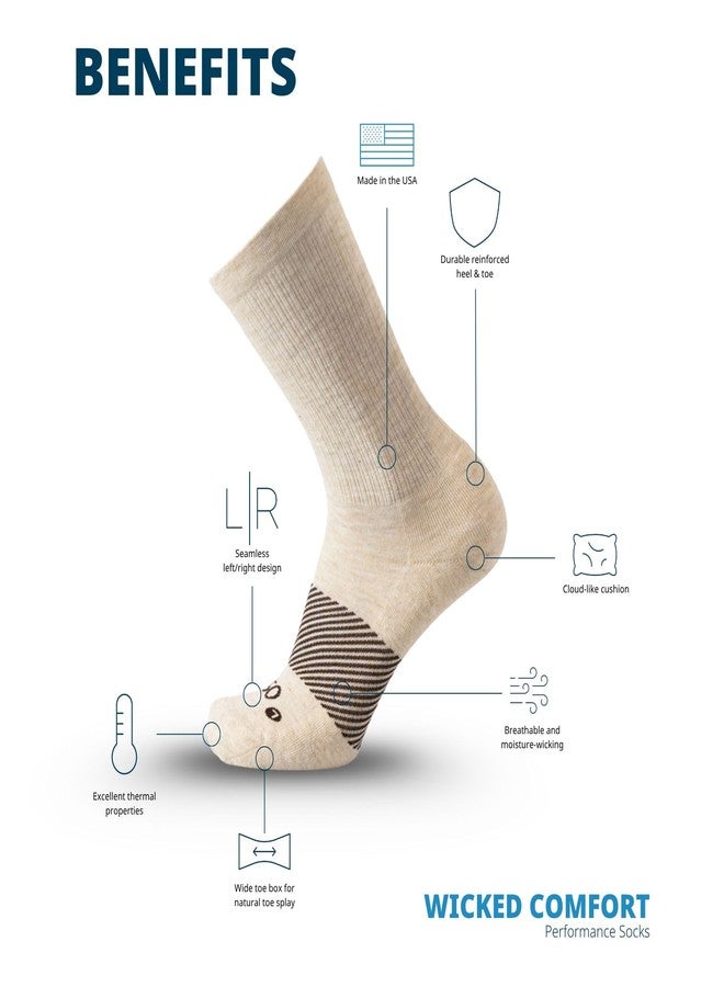 OS1st Wicked Comfort Merino Wool Crew Socks - Max Cushion, Light Compression, Blister Protection, Breathable (US, Alpha, Medium, Regular, Regular, Denim) - Image 3