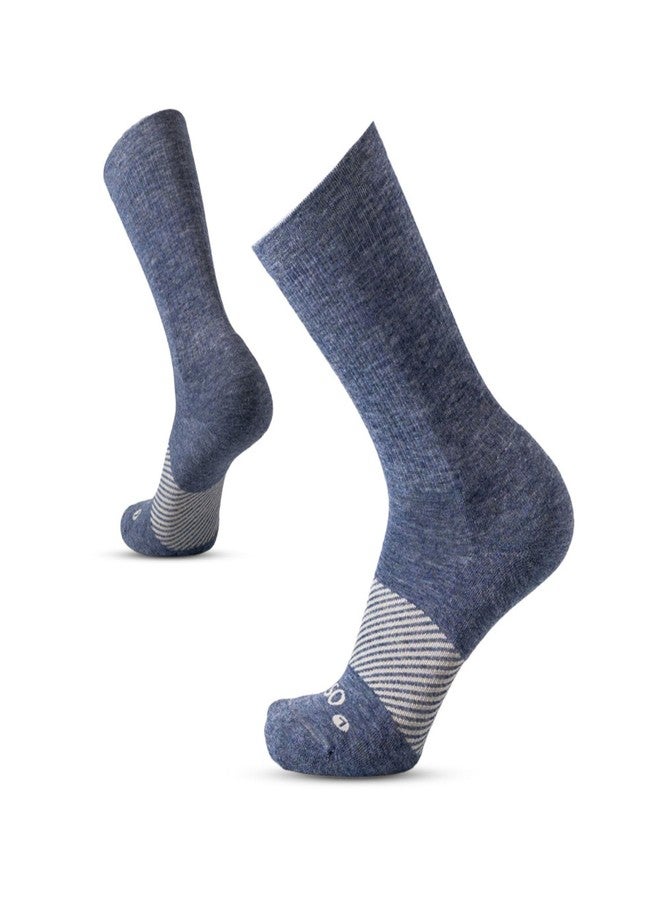 OS1st Wicked Comfort Merino Wool Crew Socks - Max Cushion, Light Compression, Blister Protection, Breathable (US, Alpha, Medium, Regular, Regular, Denim) - Image 1