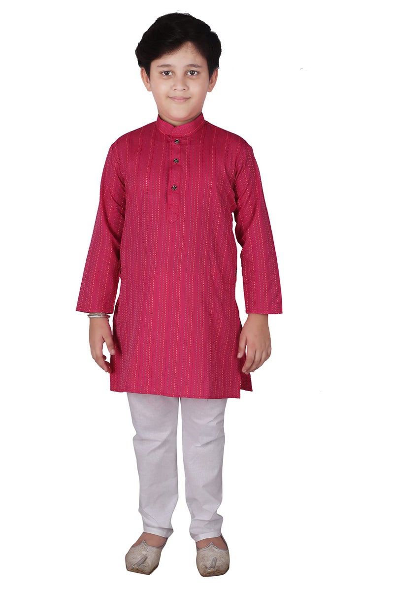Pro-Ethic Style Developer Boy Cotton Kurta Pajama For Boys Pack Of 1 (S-136), (Pink, 11-12 Years) - Image 3