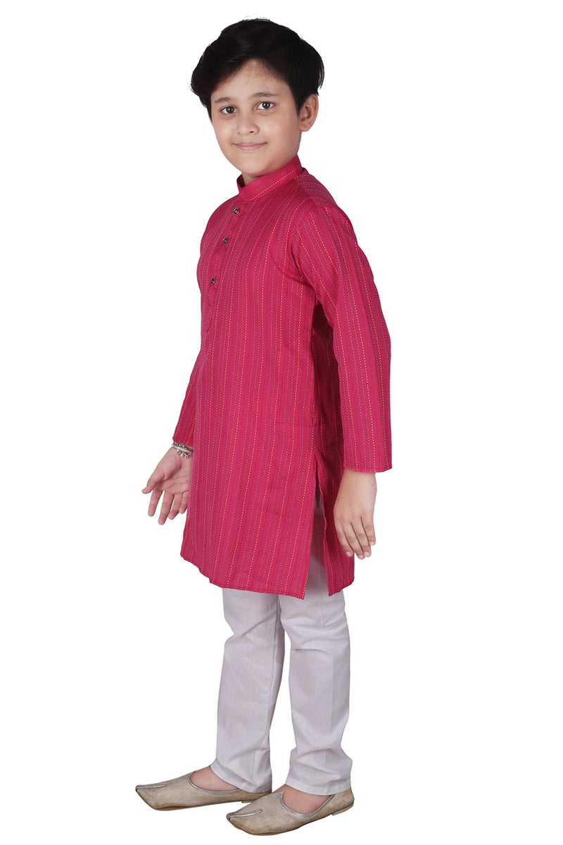 Pro-Ethic Style Developer Boy Cotton Kurta Pajama For Boys Pack Of 1 (S-136), (Pink, 11-12 Years) - Image 5