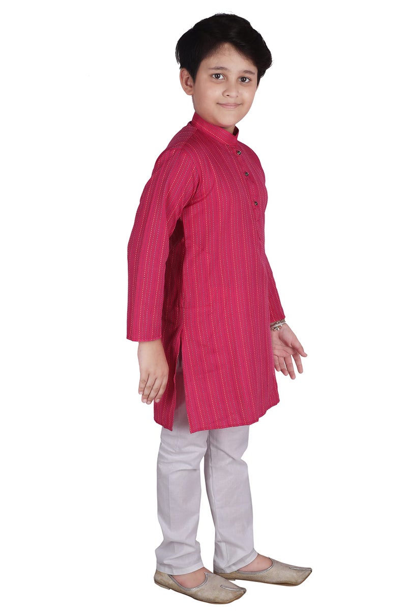 Pro-Ethic Style Developer Boy Cotton Kurta Pajama For Boys Pack Of 1 (S-136), (Pink, 11-12 Years) - Image 4