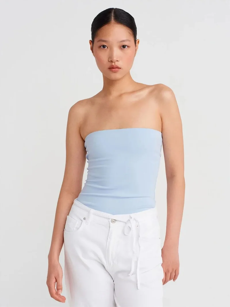Dilvin Dilvin Strapless Slim-fit Jersey Blouse