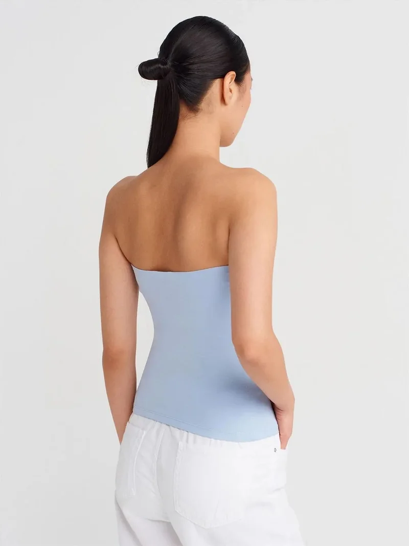 Dilvin Dilvin Strapless Slim-fit Jersey Blouse