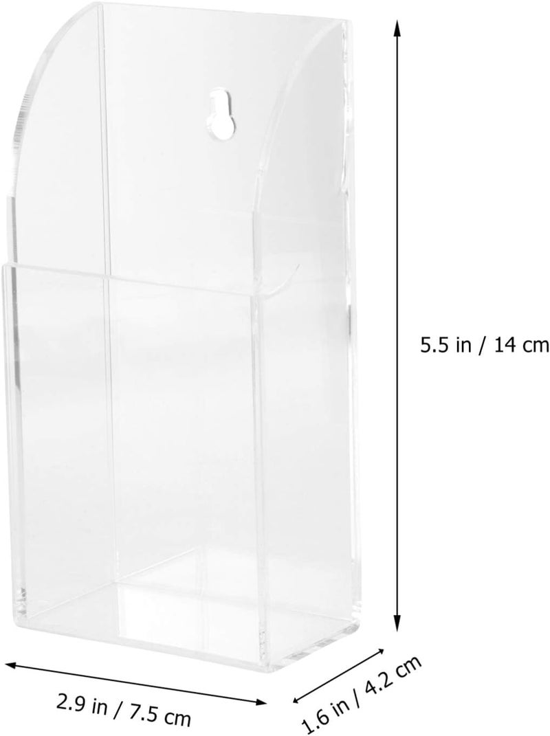 Acrylic Remote Control Holder 1 Grid Wall Mount Phone Holder Clear Media Storage Box Organiser for Office School Home Bedside Table Bed Phone Charging - Image 3