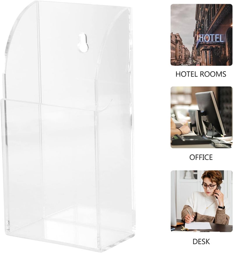 Acrylic Remote Control Holder 1 Grid Wall Mount Phone Holder Clear Media Storage Box Organiser for Office School Home Bedside Table Bed Phone Charging - Image 1