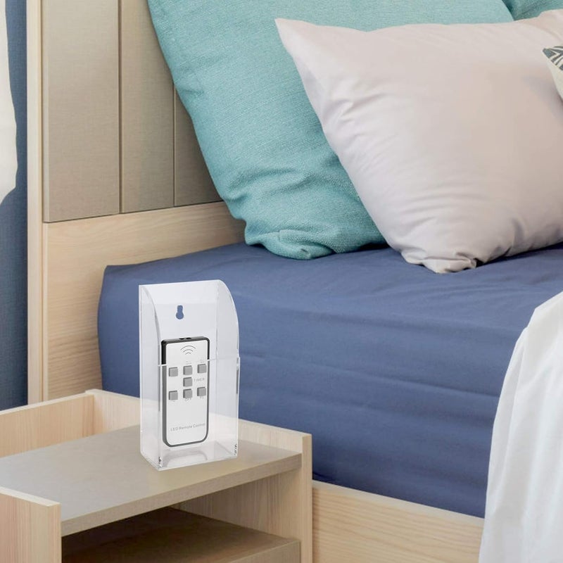 Acrylic Remote Control Holder 1 Grid Wall Mount Phone Holder Clear Media Storage Box Organiser for Office School Home Bedside Table Bed Phone Charging - Image 5